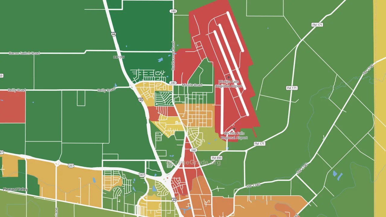 Sheppard Afb, TX Map of Vandalism Rates