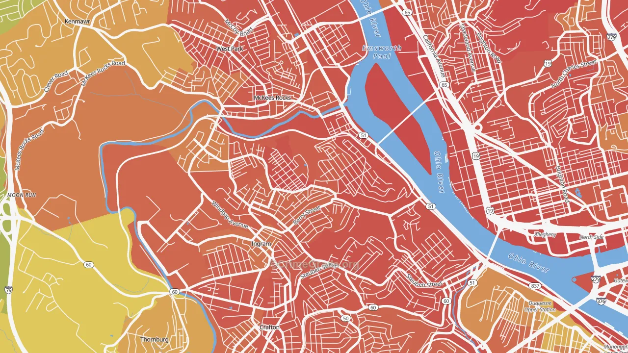 Sheraden, Pittsburgh, PA Map of Vandalism Rates