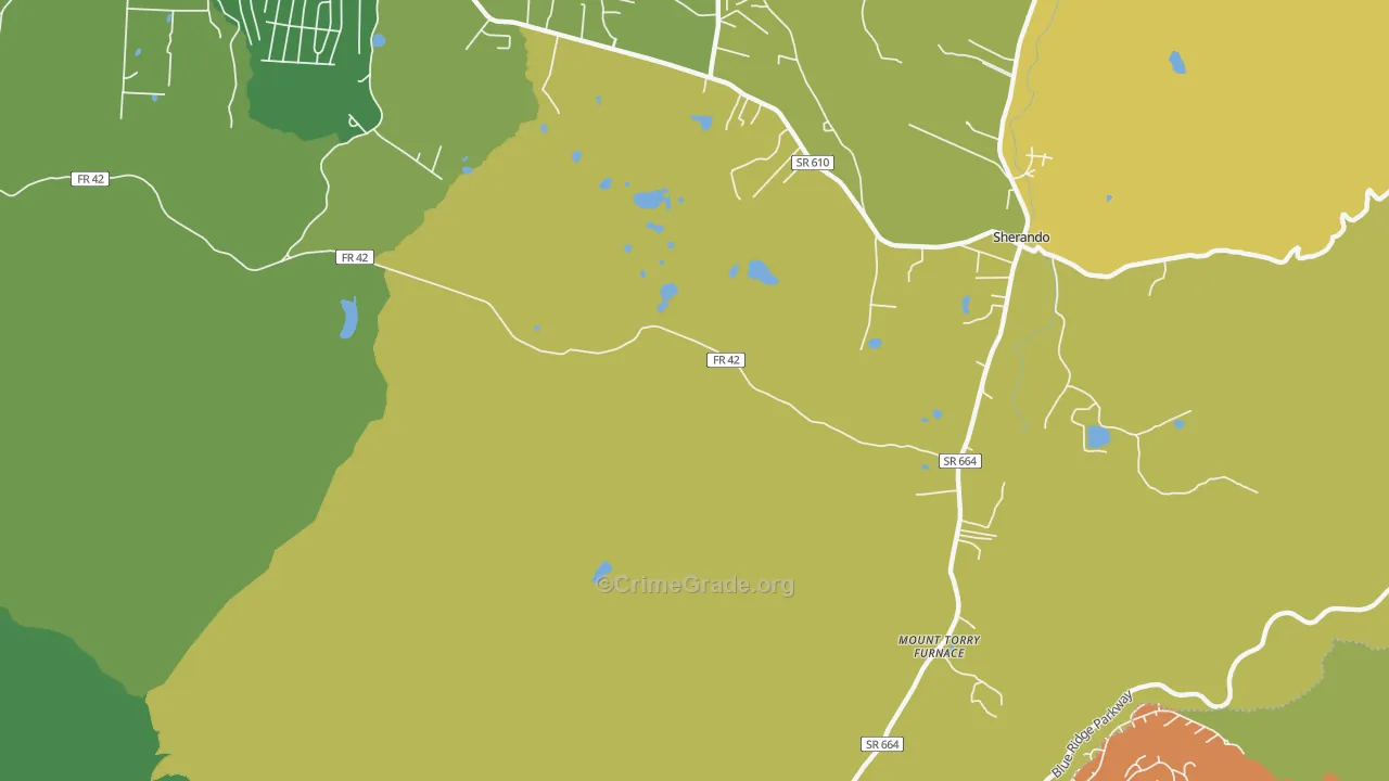 Sherando, VA Map of Vandalism Rates