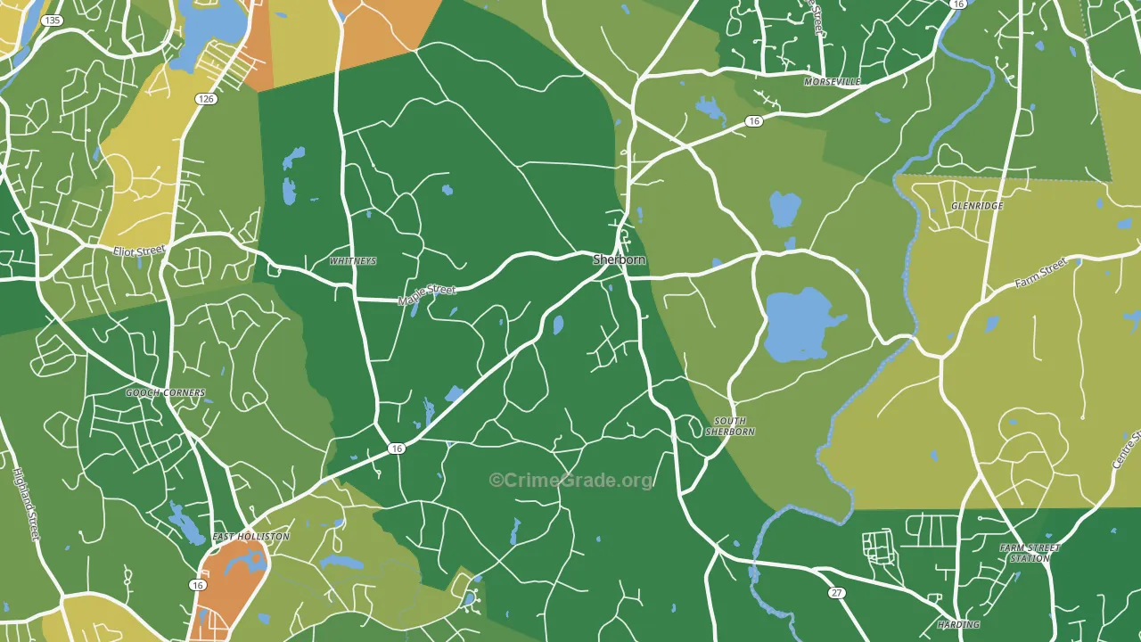 Sherborn, MA Map of Vandalism Rates