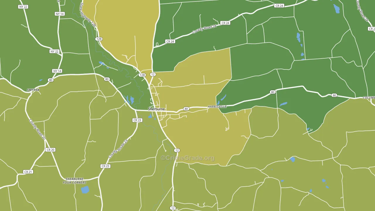 Sherburne, NY Map of Vandalism Rates