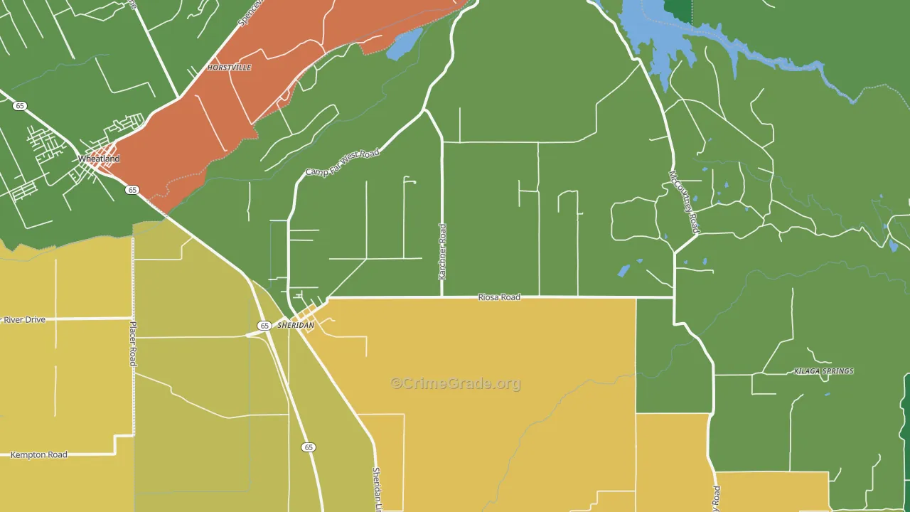Sheridan, CA Map of Vandalism Rates