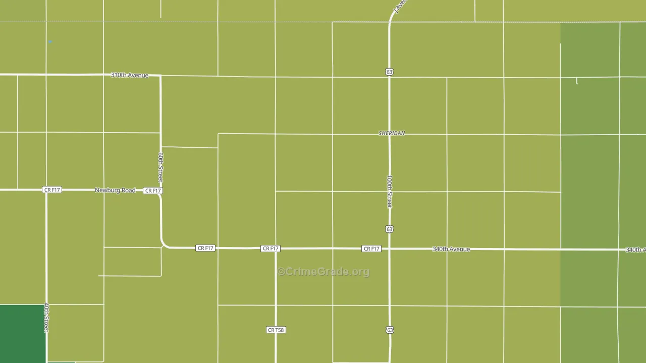 Sheridan, IA Map of Vandalism Rates