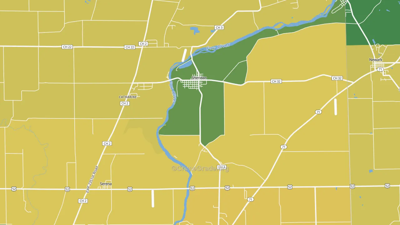 Sheridan, IL Map of Vandalism Rates