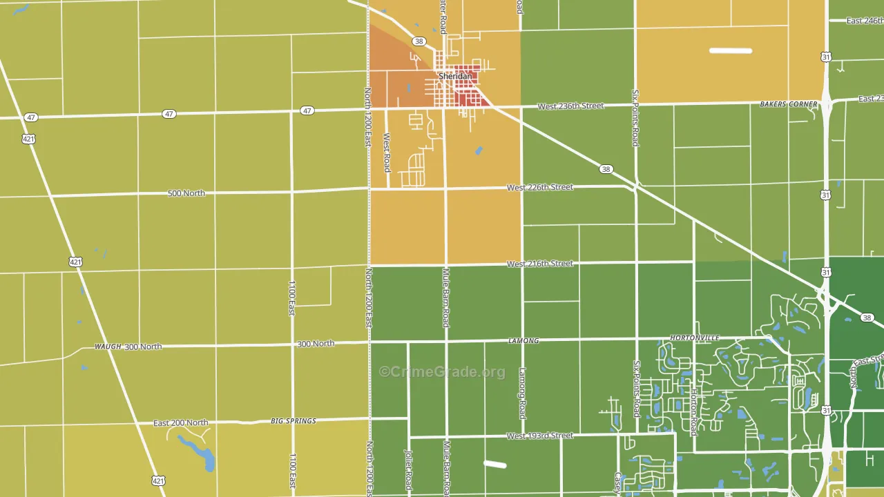 Sheridan, IN Map of Vandalism Rates