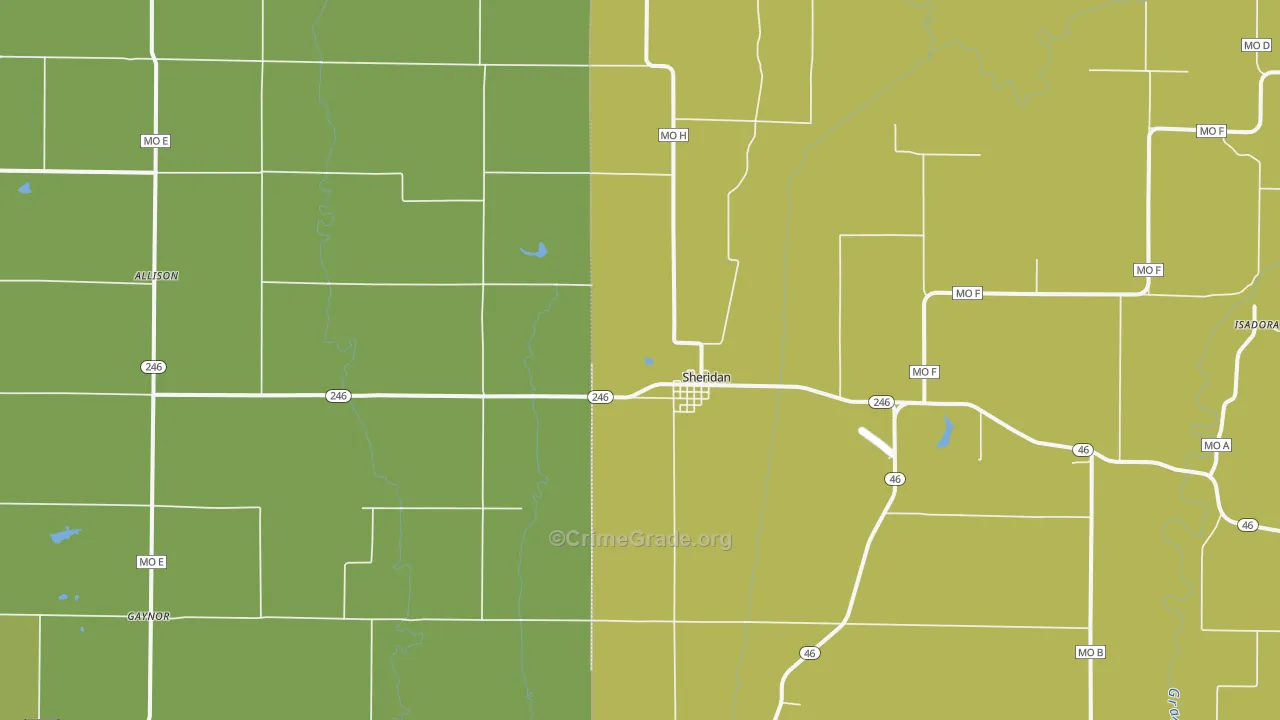 Sheridan, MO Map of Vandalism Rates