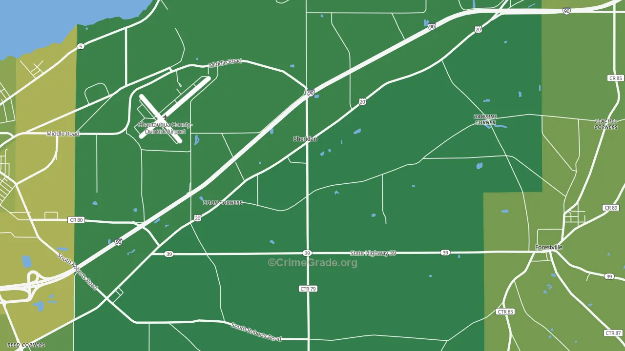 Sheridan, NY Map of Vandalism Rates