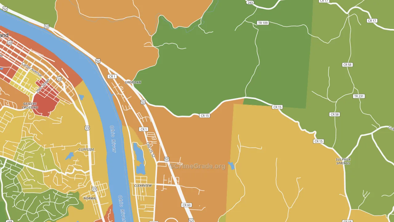 Sheridan, OH Map of Vandalism Rates