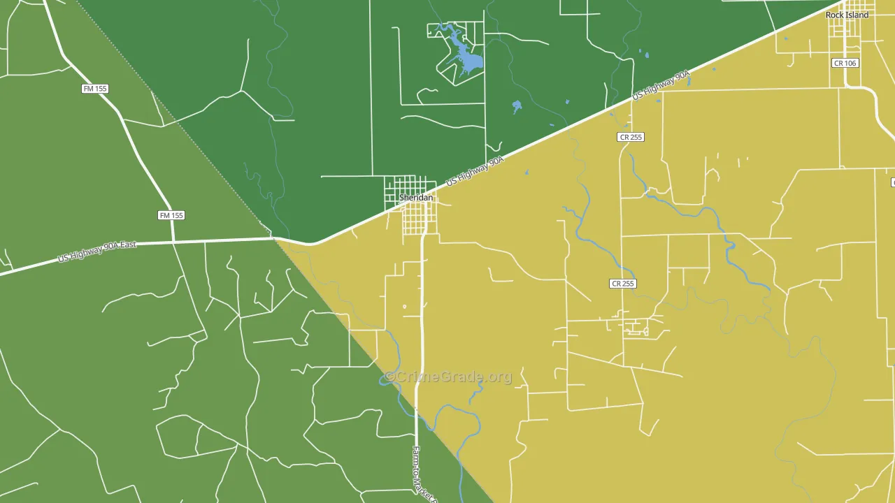 Sheridan, TX Map of Vandalism Rates