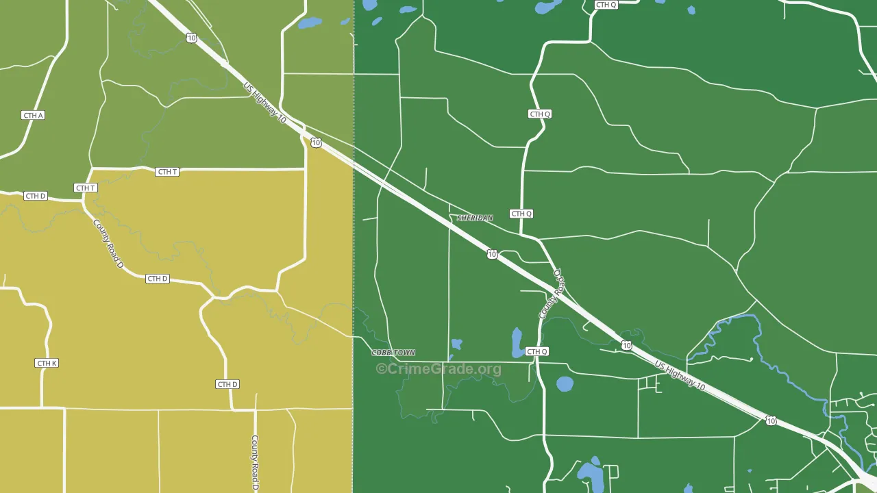 Sheridan, WI Map of Vandalism Rates