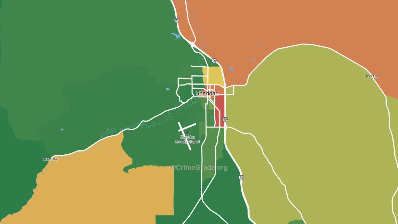 Sheridan, WY Map of Vandalism Rates