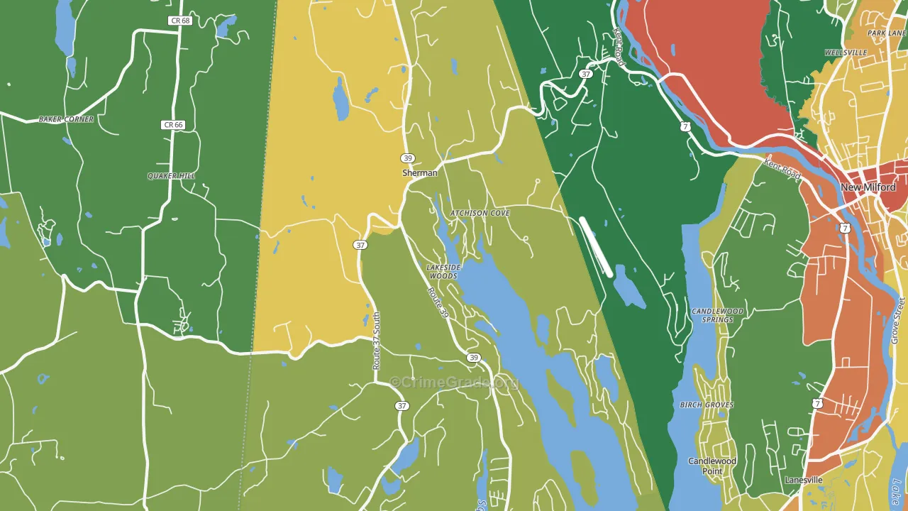 Sherman, CT Map of Vandalism Rates