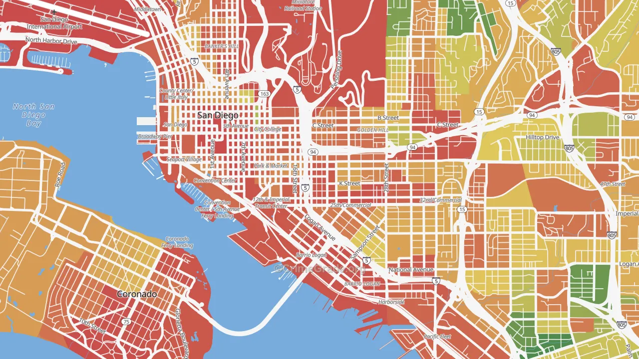 Sherman Heights, San Diego, CA Map of Vandalism Rates