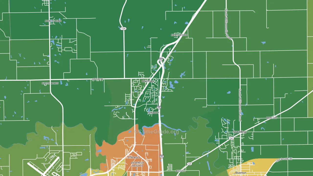 Sherman, IL Map of Vandalism Rates