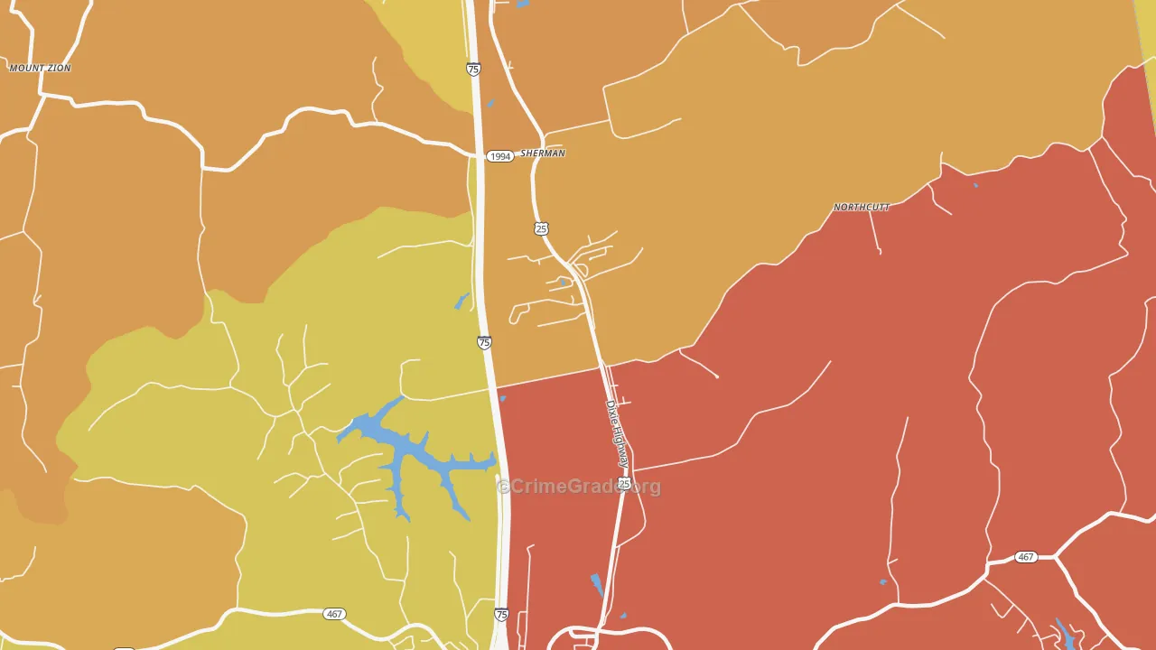 Sherman, KY Map of Vandalism Rates