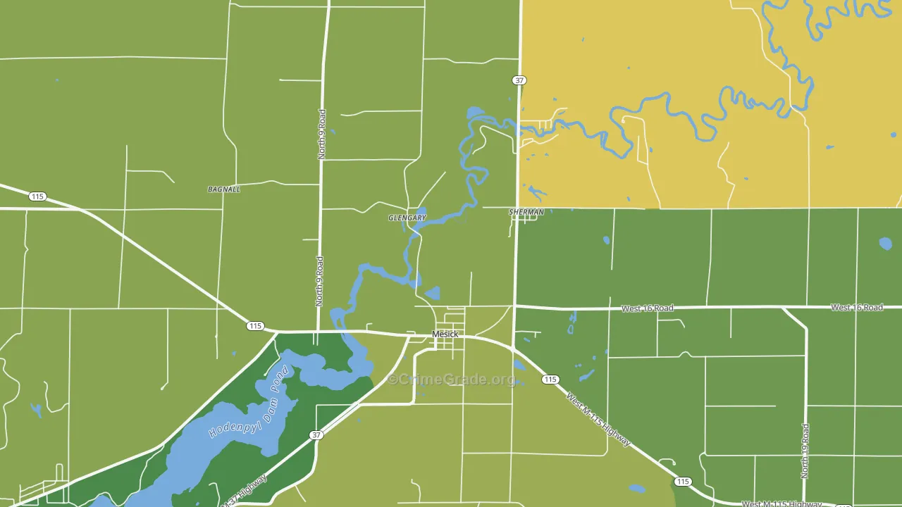 Sherman, MI Map of Vandalism Rates