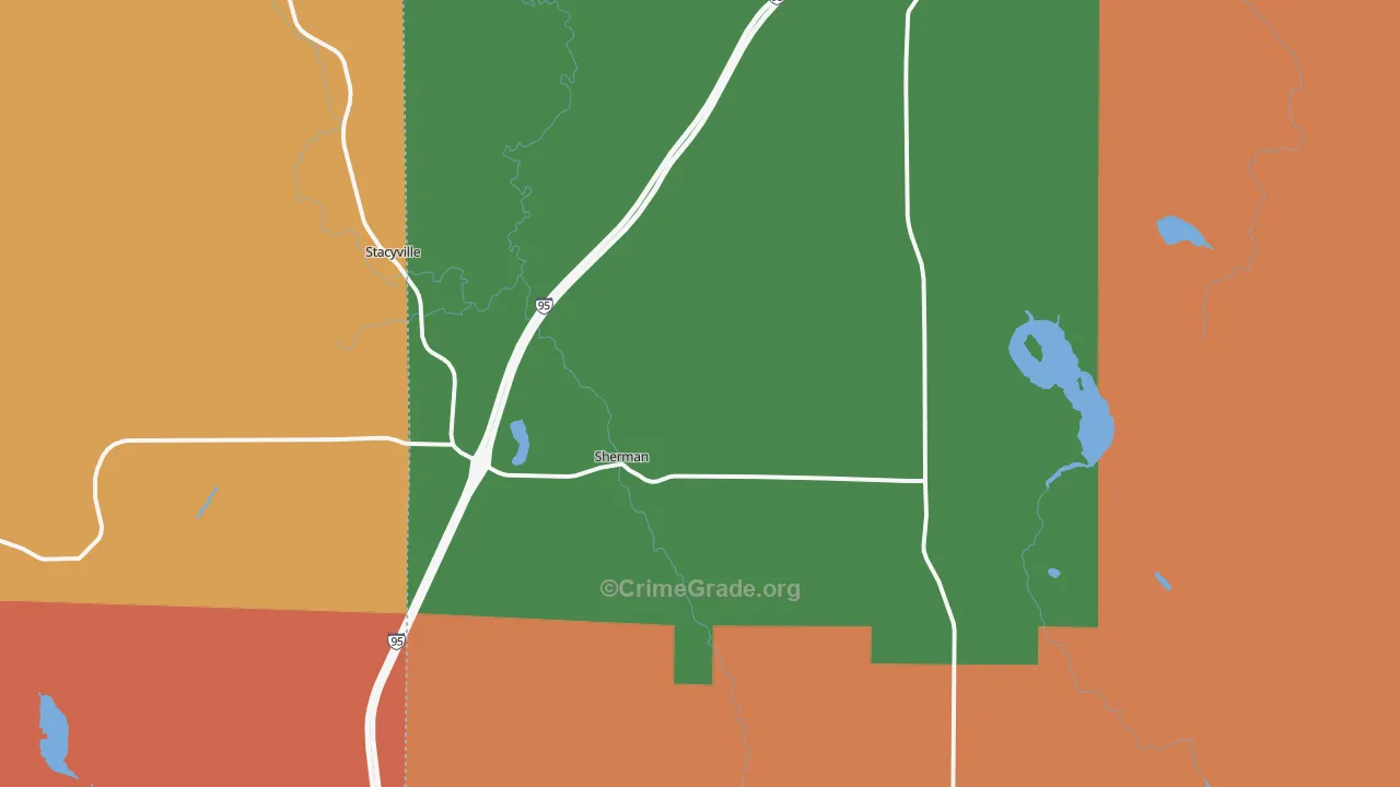Sherman Mills, ME Map of Vandalism Rates