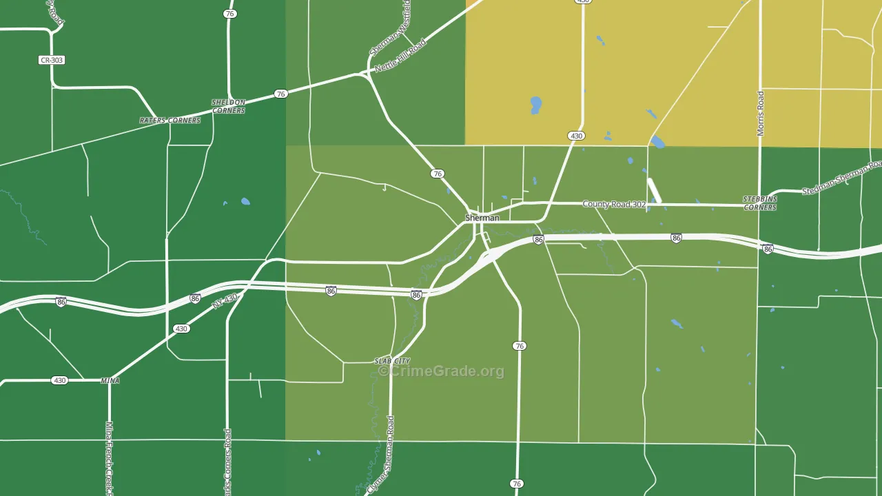 Sherman, NY Map of Vandalism Rates