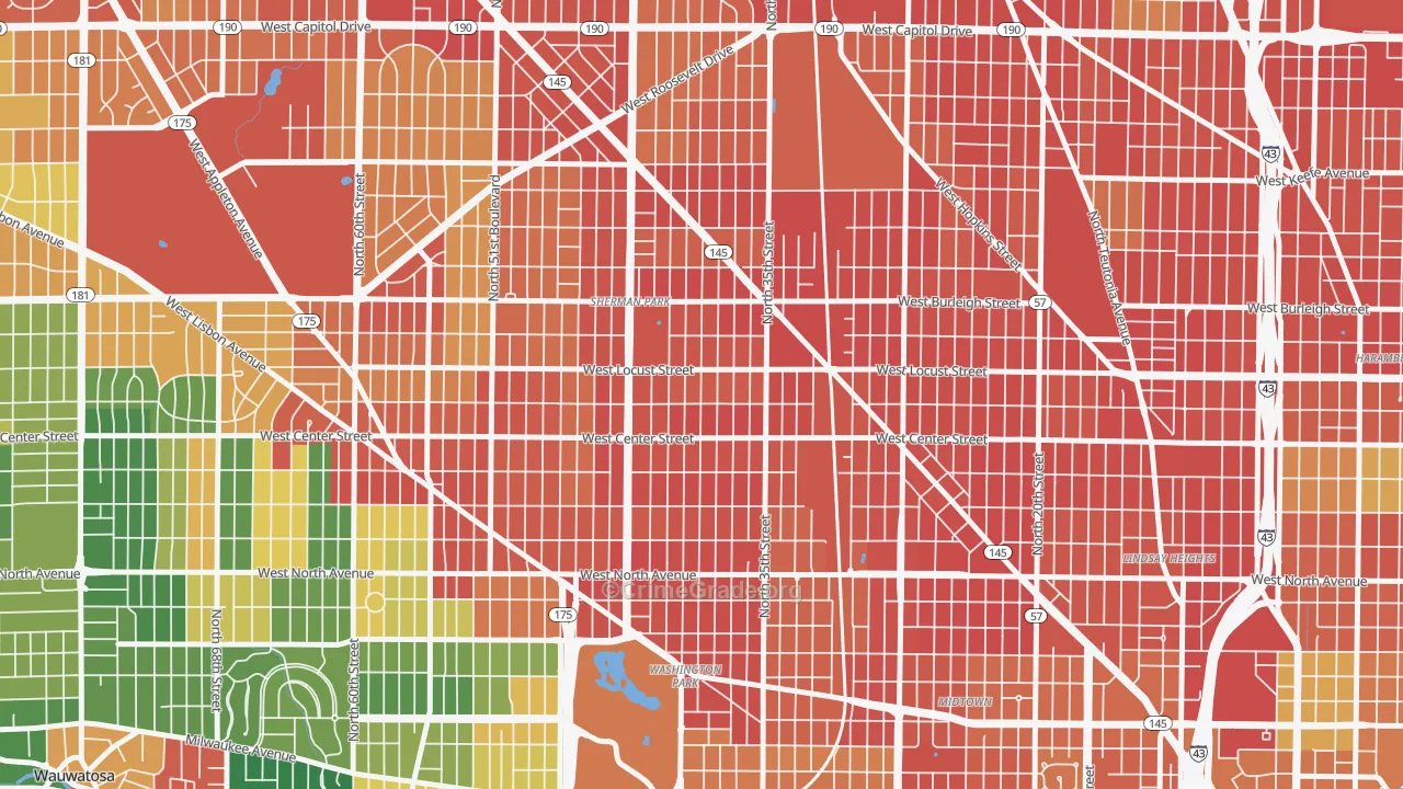 Sherman Park, Milwaukee, WI Map of Vandalism Rates