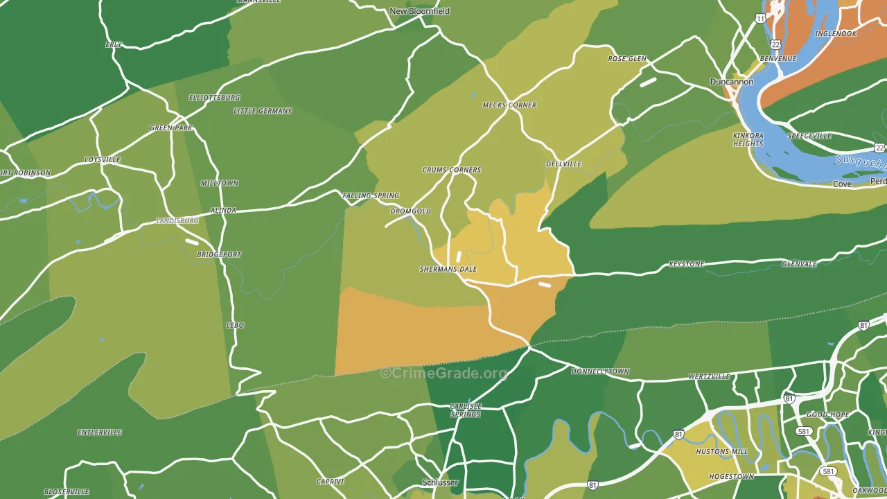Shermans Dale, PA Map of Vandalism Rates