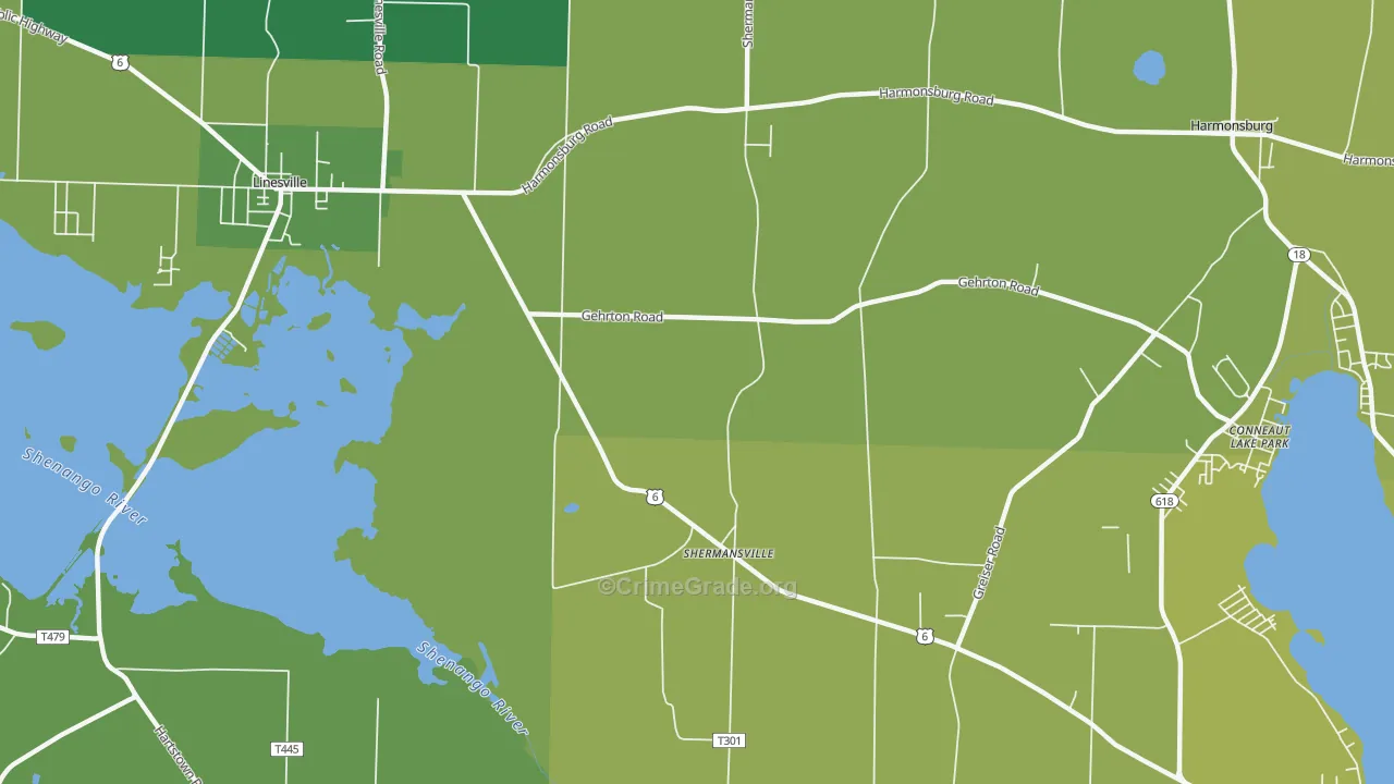 Shermansville, PA Map of Vandalism Rates