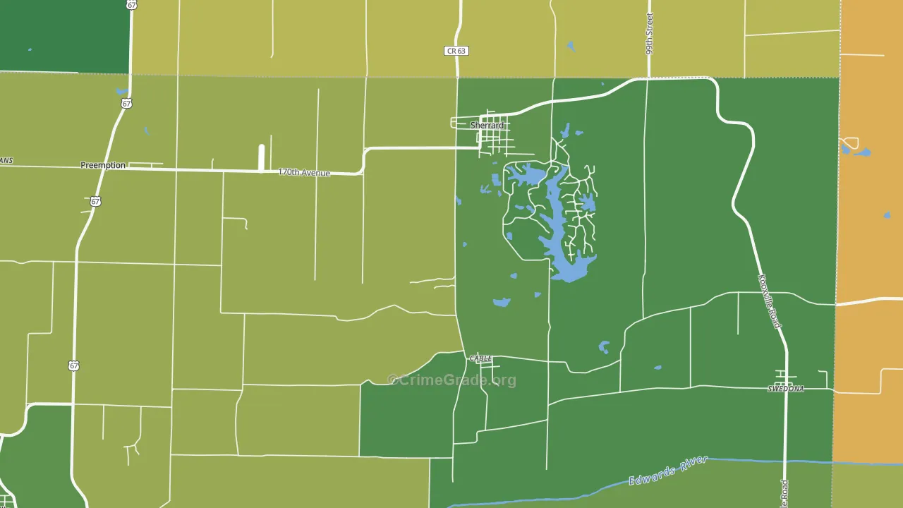 Sherrard, IL Map of Vandalism Rates