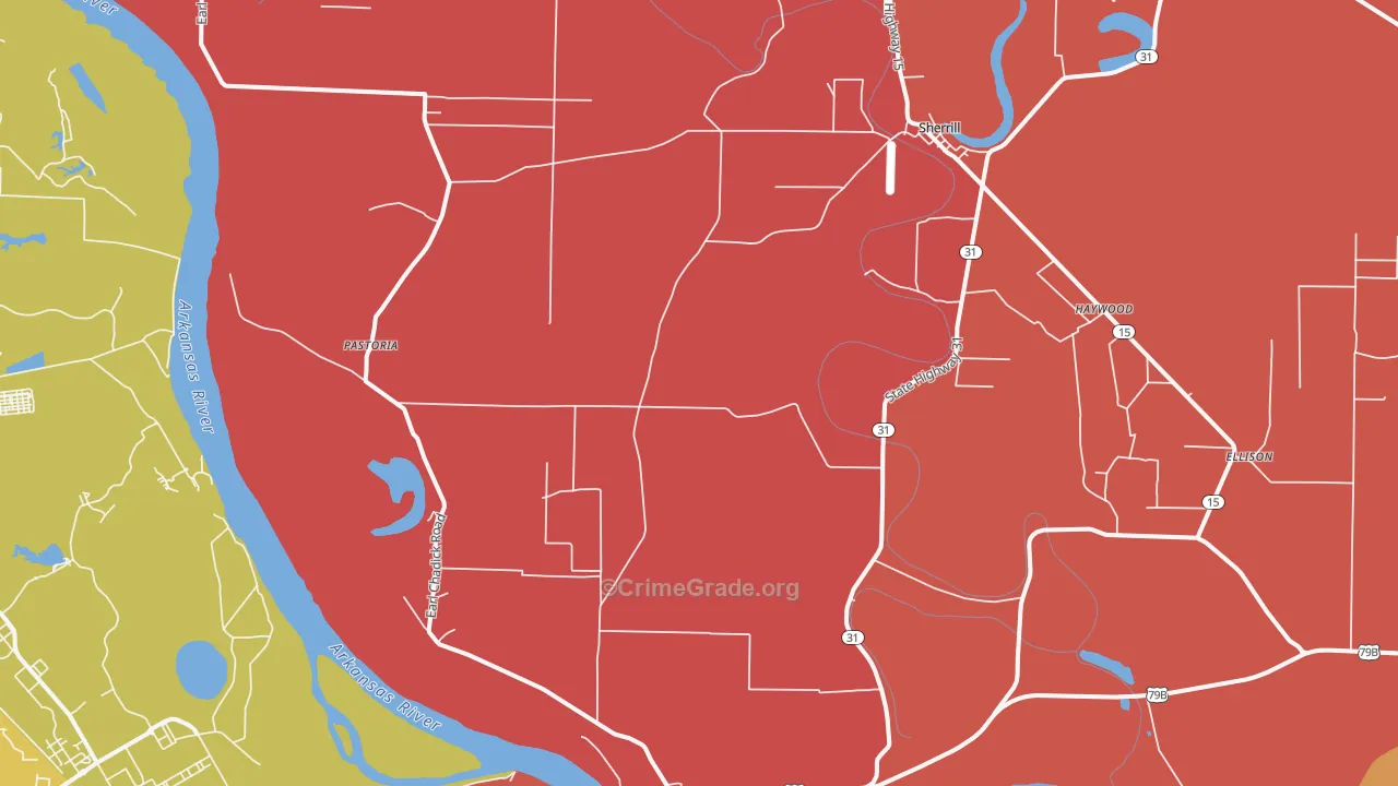 Sherrill, AR Map of Vandalism Rates