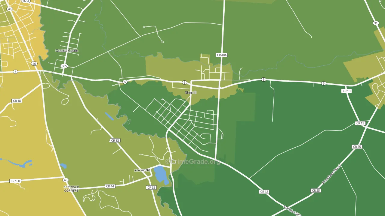Sherrill, NY Map of Vandalism Rates