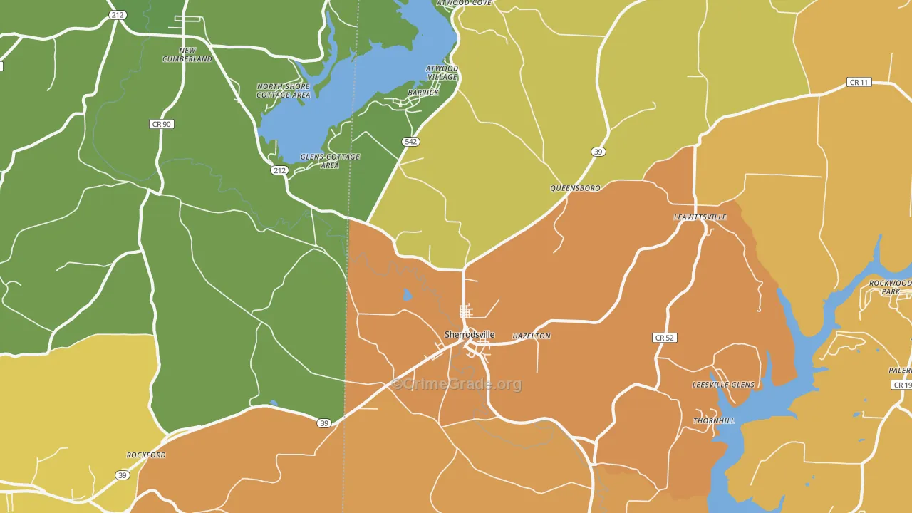 Sherrodsville, OH Map of Vandalism Rates