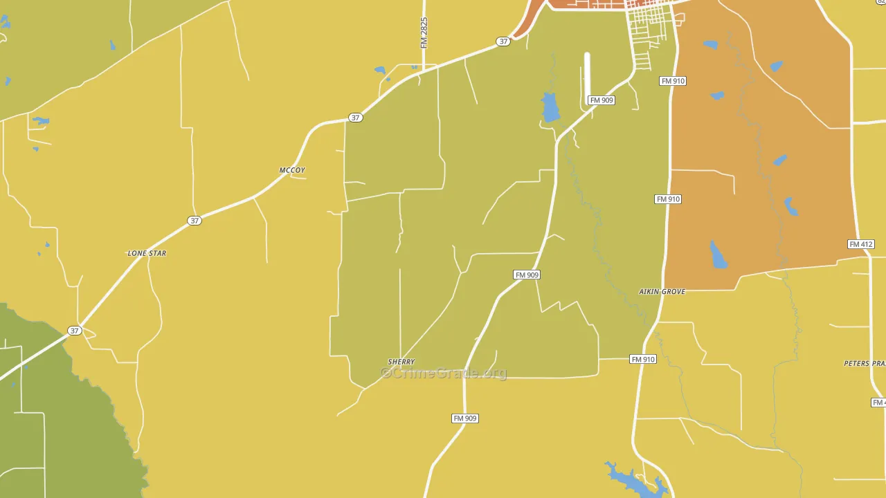 Sherry, TX Map of Vandalism Rates
