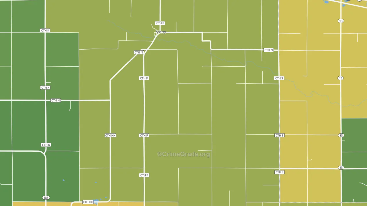 Sherry, WI Map of Vandalism Rates