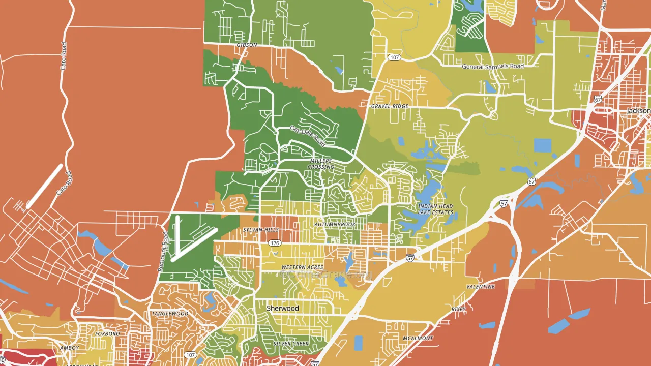 Sherwood, AR Map of Vandalism Rates