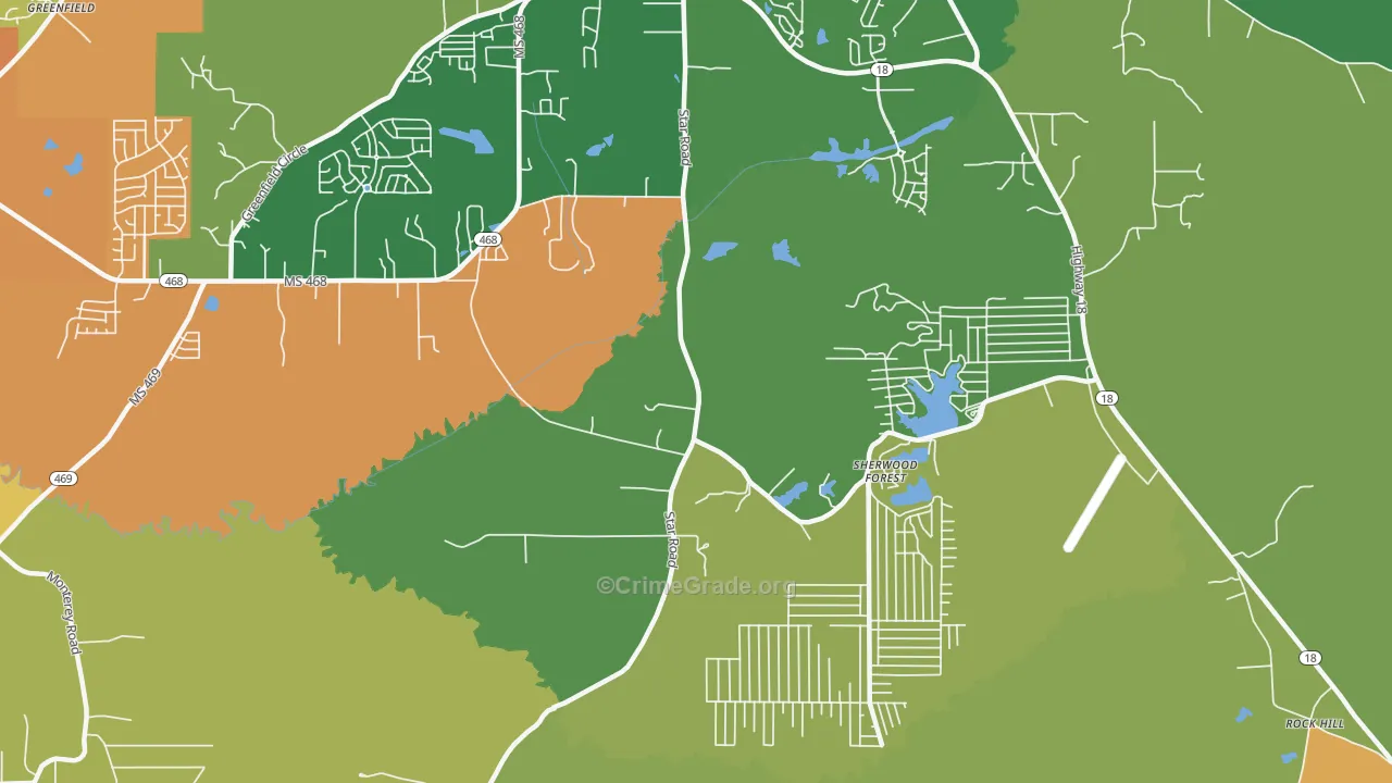 Sherwood Forest, MS Map of Vandalism Rates