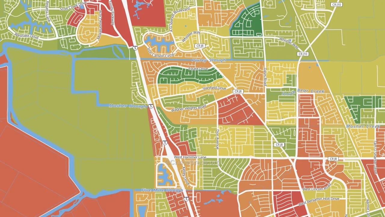 Sherwood Manor, Stockton, CA Map of Vandalism Rates