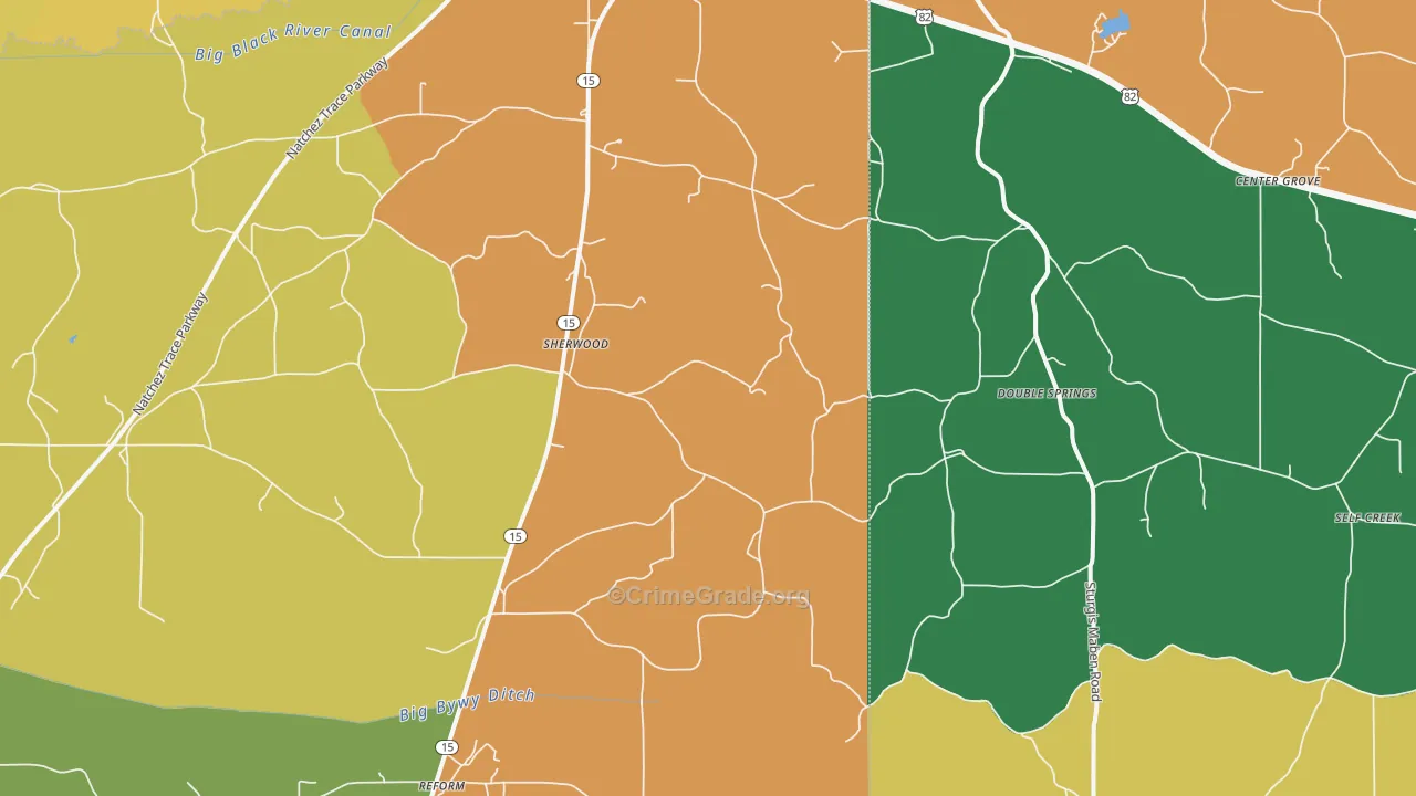 Sherwood, MS Map of Vandalism Rates
