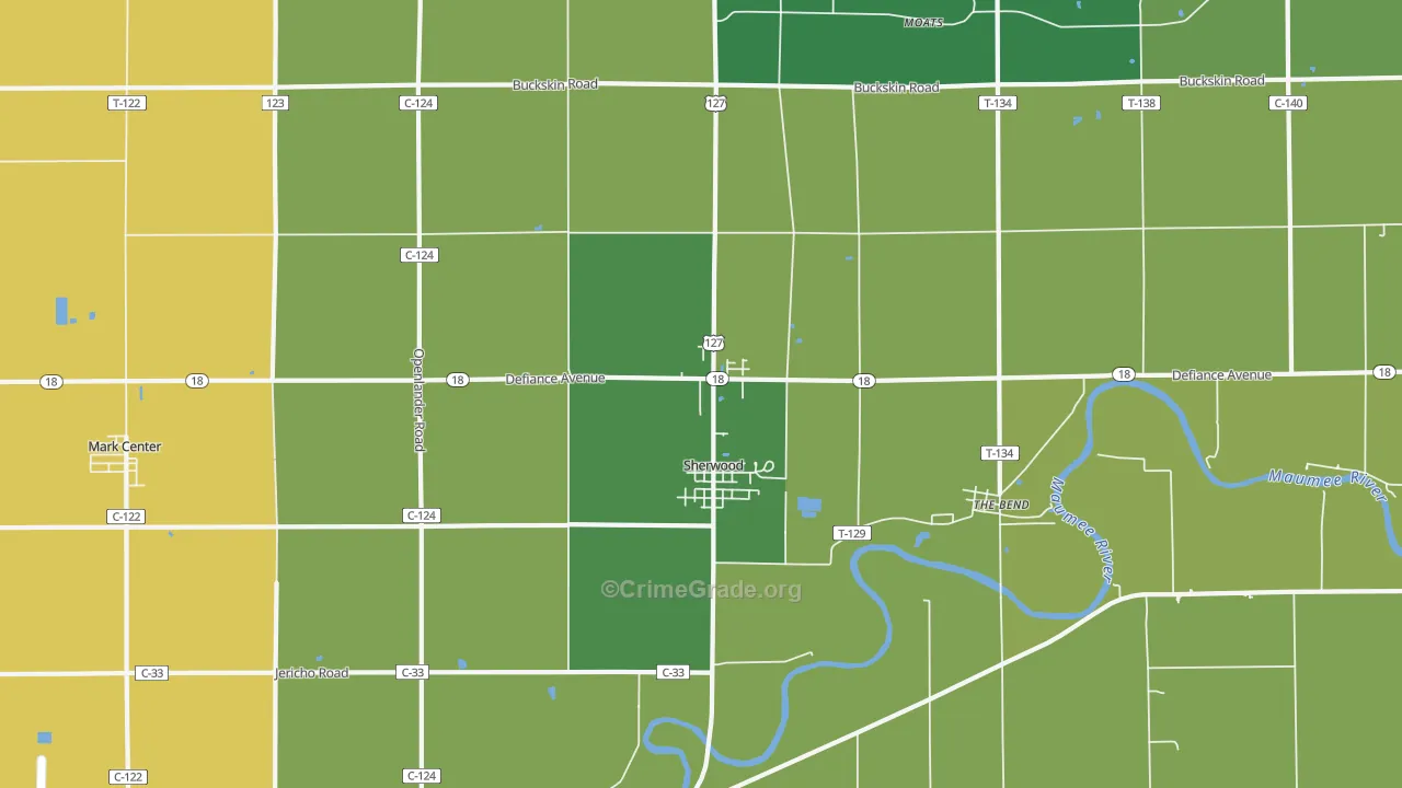 Sherwood, OH Map of Vandalism Rates