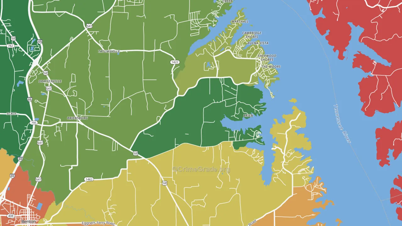 Sherwood Shores, KY Map of Vandalism Rates