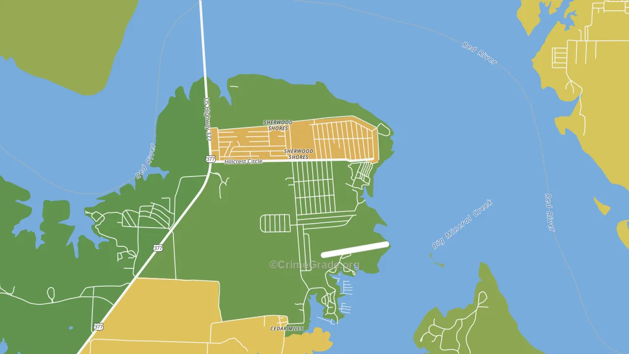 Sherwood Shores, TX Map of Vandalism Rates