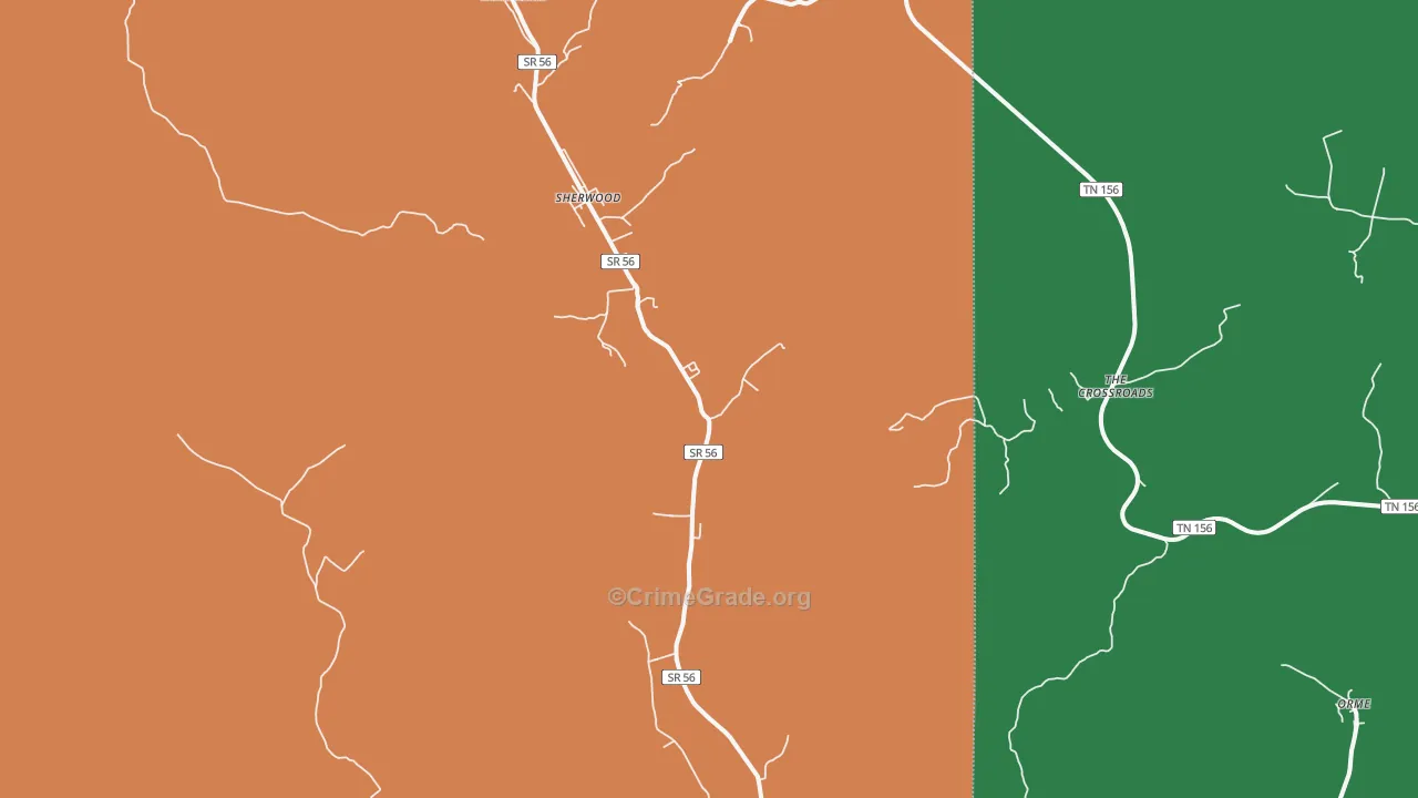 Sherwood, TN Map of Vandalism Rates