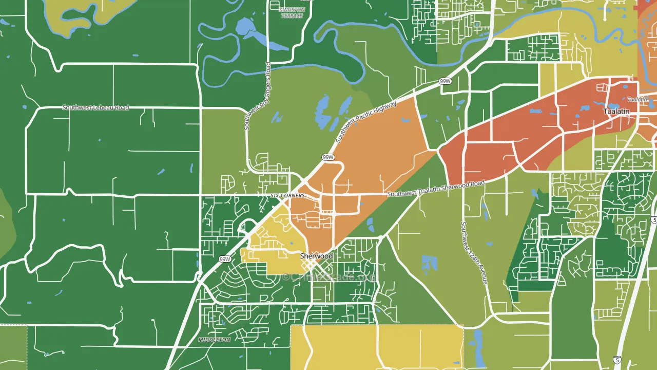 Sherwood-Tualatin North, Sherwood, OR Map of Vandalism Rates