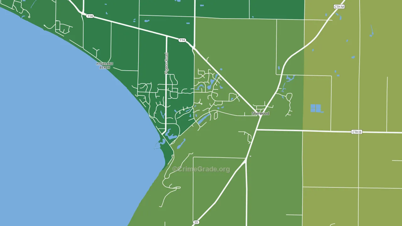 Sherwood, WI Map of Vandalism Rates