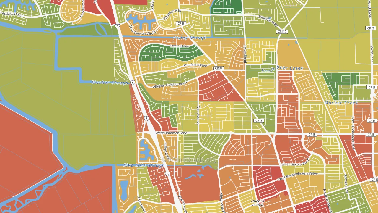 Sherwoods Manor, Stockton, CA Map of Vandalism Rates