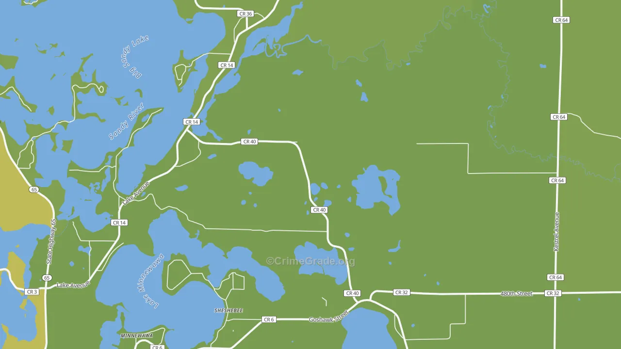 Sheshebee, MN Map of Vandalism Rates