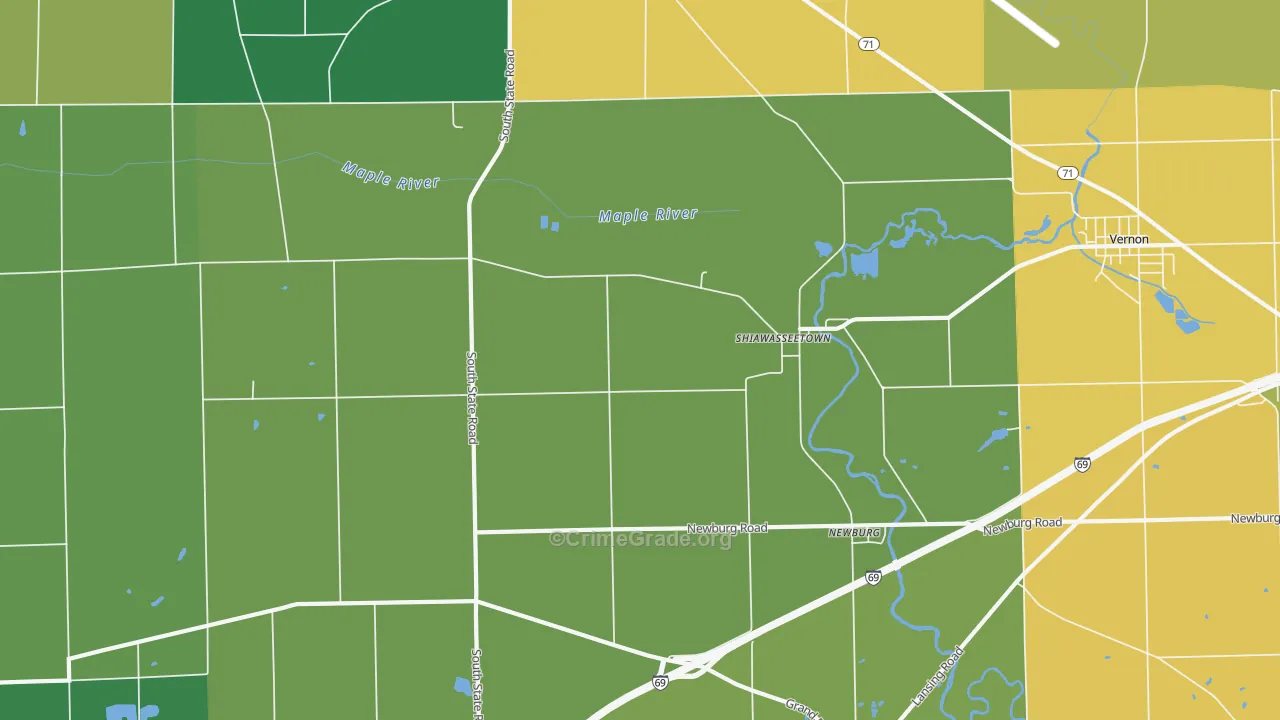 Shiawasseetown, MI Map of Vandalism Rates