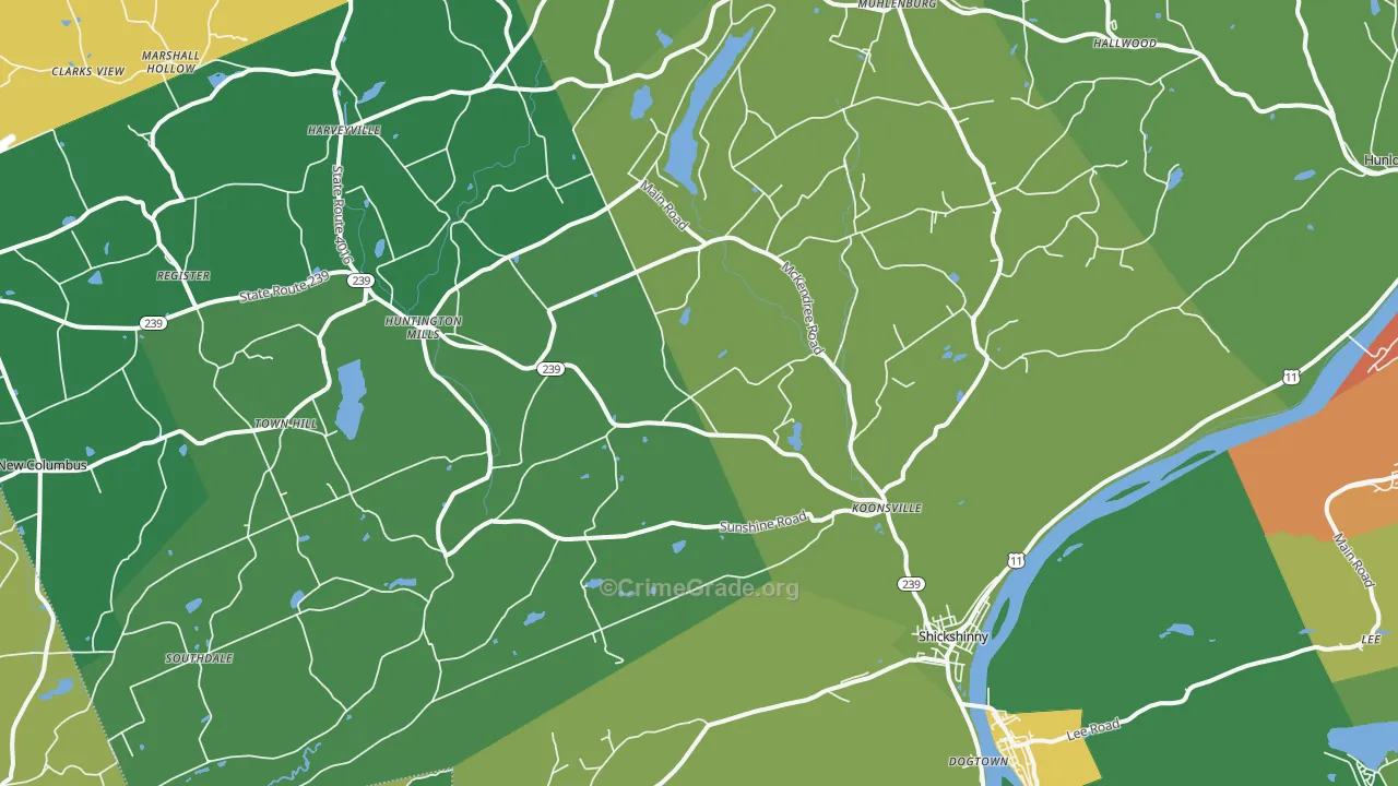Shickshinny, PA Map of Vandalism Rates