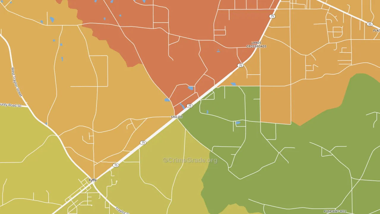Shiloh, AL Map of Vandalism Rates