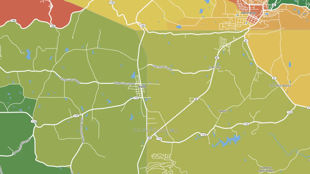 Shiloh, GA Map of Vandalism Rates