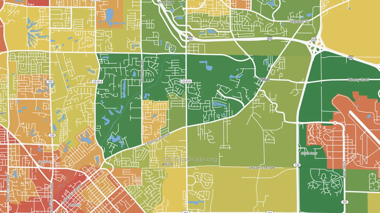 Shiloh, IL Map of Vandalism Rates