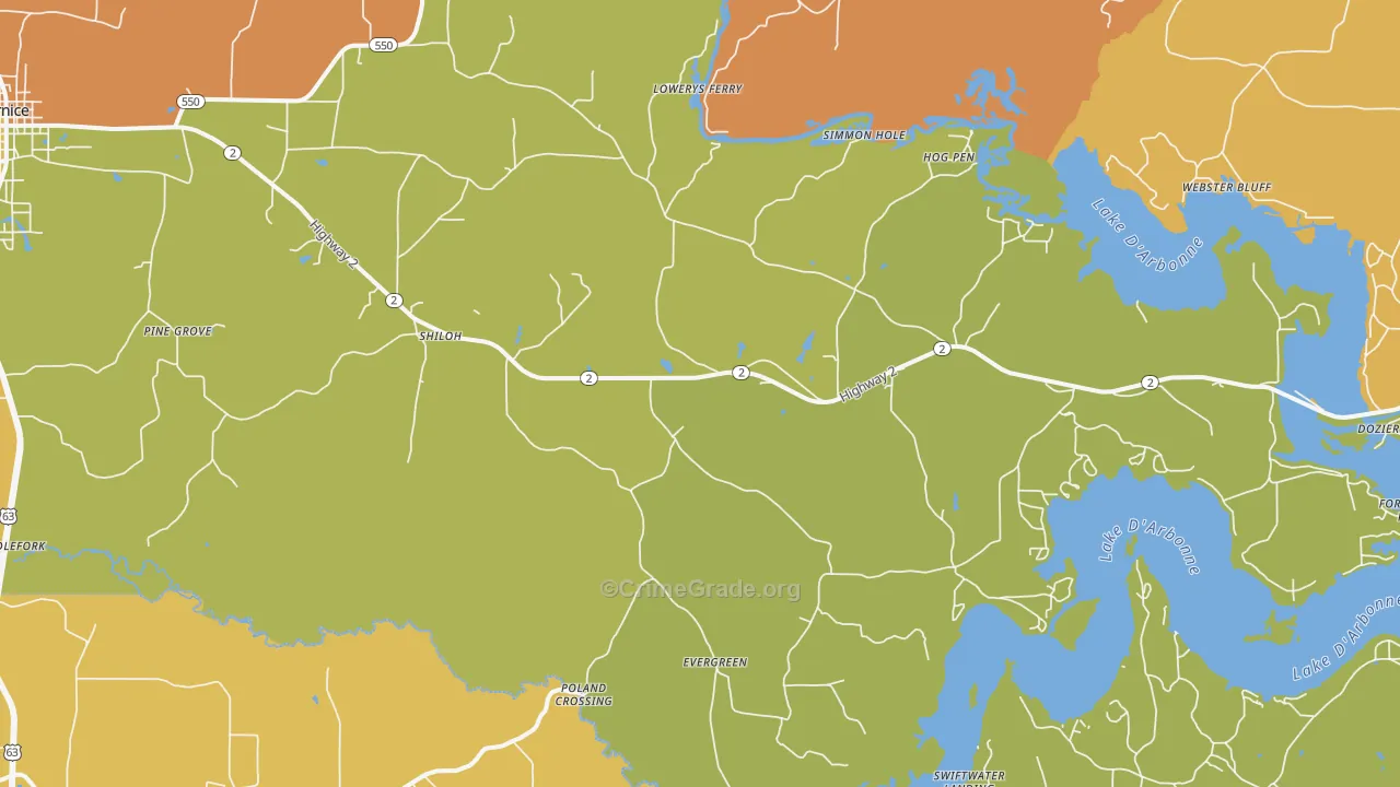 Shiloh, LA Map of Vandalism Rates