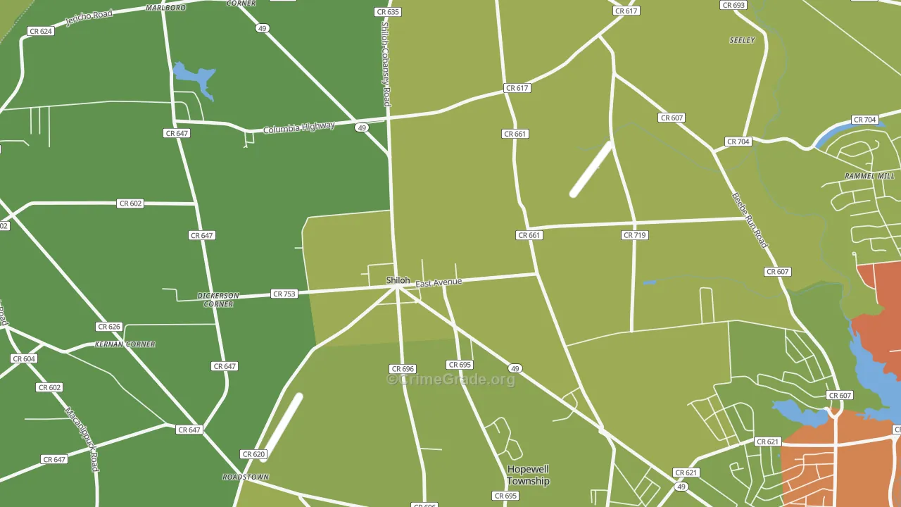 Shiloh, NJ Map of Vandalism Rates